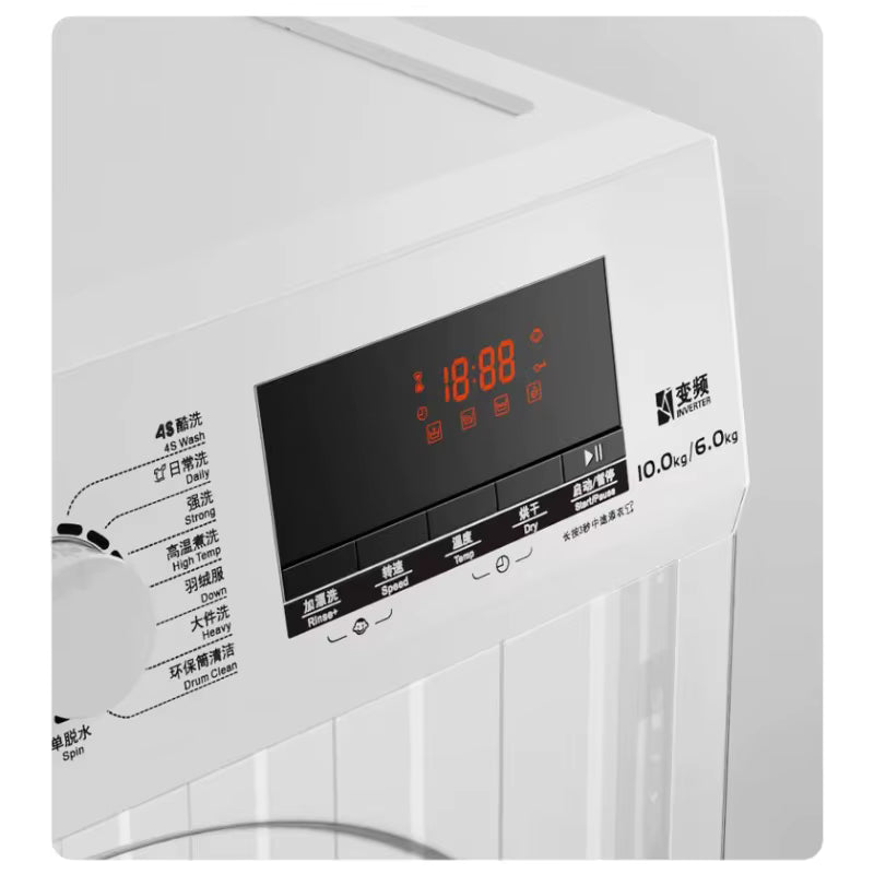 Lave-linges séchants 10 kg tout-en-un frontal avec écran tactile – 9 programmes lavage & séchage, acier inoxydable, efficacité énergétique Grade 1