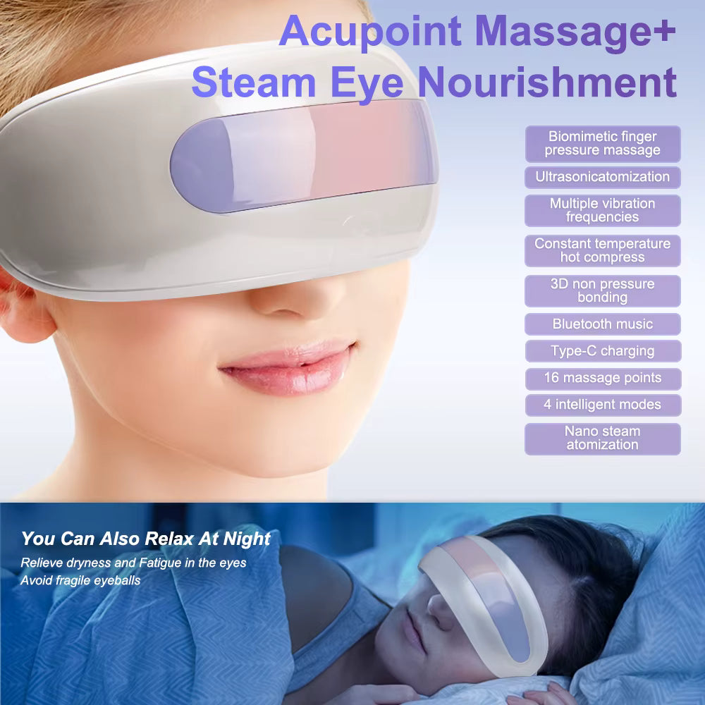 Masseur Oculaire Électrique à Vapeur Nano - Soulagement Yeux Secs et Fatigue