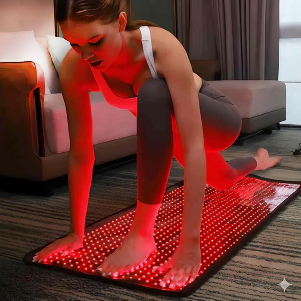 Coussin de Thérapie Lumière Rouge et Infrarouge 660nm 850nm - Tapis Chauffant pour Soulagement Douleurs Dos et Épaules - 1080 LEDs - 60W
