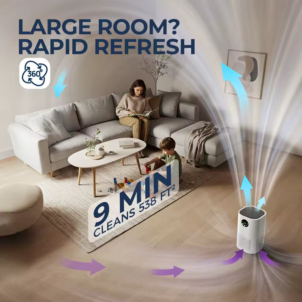 Purificateur d'Air HEPA H13 avec Humidificateur - Silencieux 25dB, 60m²