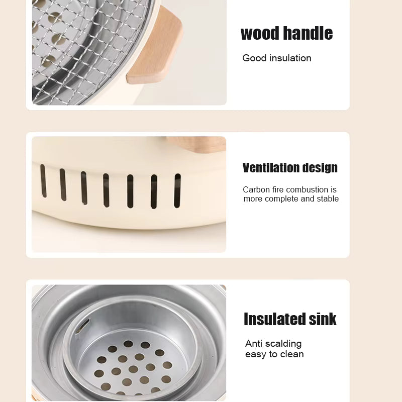 Grill de Barbecue au Charbon Portable · Sans Fumée · Grilles en Maille · Facile à Nettoyer · Jardin & Camping