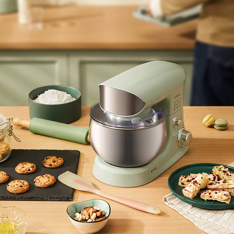 Robot Pâtissier Multifonction 600W – Bol Inox 3-5L – 6 Vitesses – Batteur Électrique avec Crochet à Pâte & Fouet