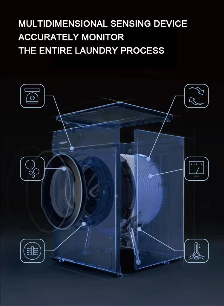 Lave-linge séchant 10 kg intelligent – Classe énergétique A, moteur à conversion de fréquence, tambour inox, pose libre