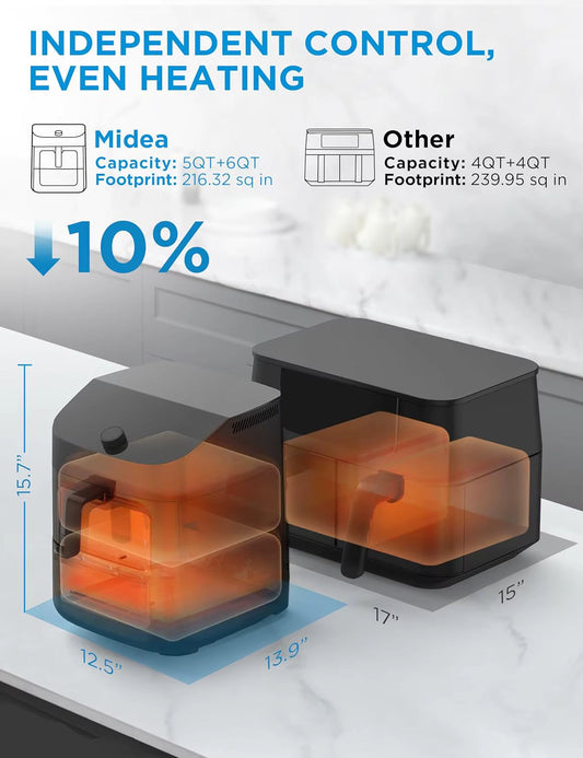 Friteuse à Air Chaud Double Empilement 11L XL – Friteuse Sans Huile Verticale WiFi Compatible Alexa 2400W
