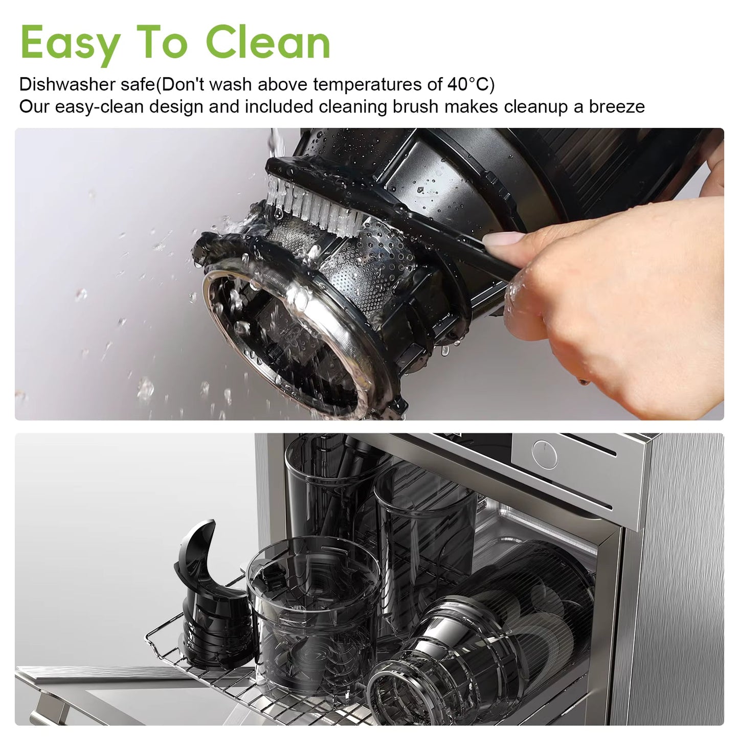 Extracteur de Jus à Froid 250W, Goulotte Large 130 mm, Mastication Lente 65 tr/min, Sans BPA, Grande Capacité 1,8 L