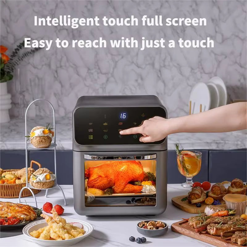 Friteuse à Air 10L Grande Capacité – Sans Huile, Écran Tactile, Cuisson 360°, Four à Convection Électrique Inox