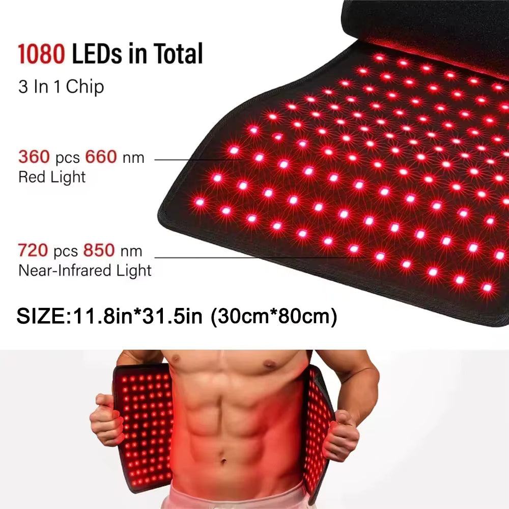 Coussin de Thérapie Lumière Rouge et Infrarouge 660nm 850nm - Tapis Chauffant pour Soulagement Douleurs Dos et Épaules - 1080 LEDs - 60W