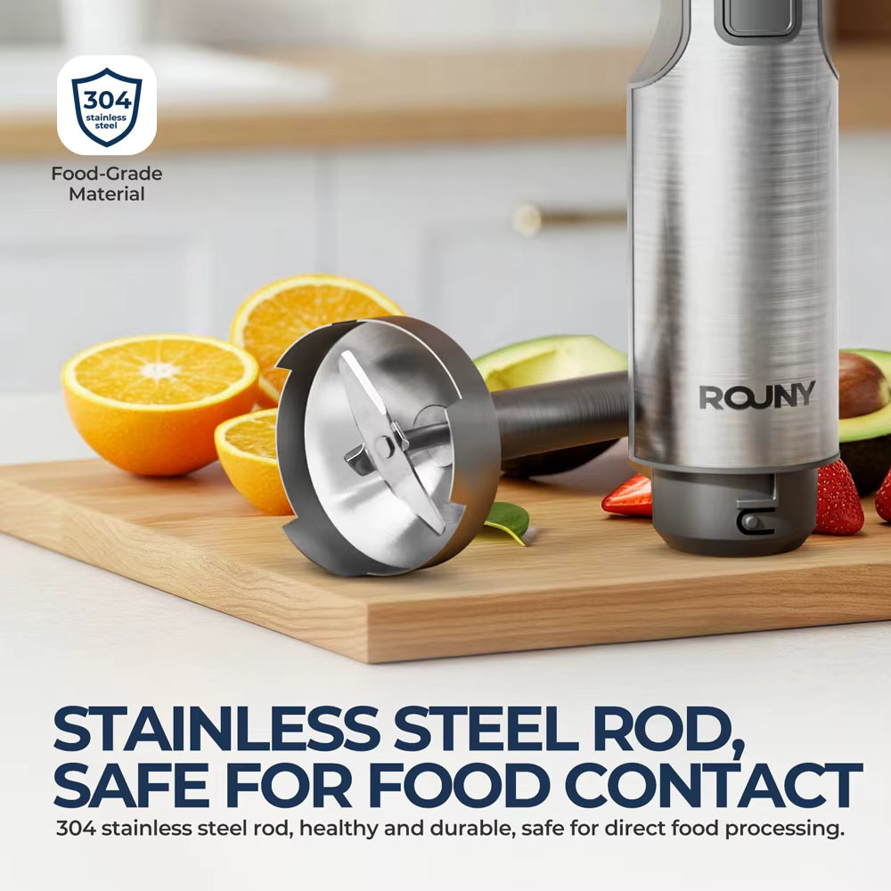 Mixeur plongeant 4 en 1 1000W – Acier inoxydable, 14 vitesses, hachoir, fouet, bécher 700 ml