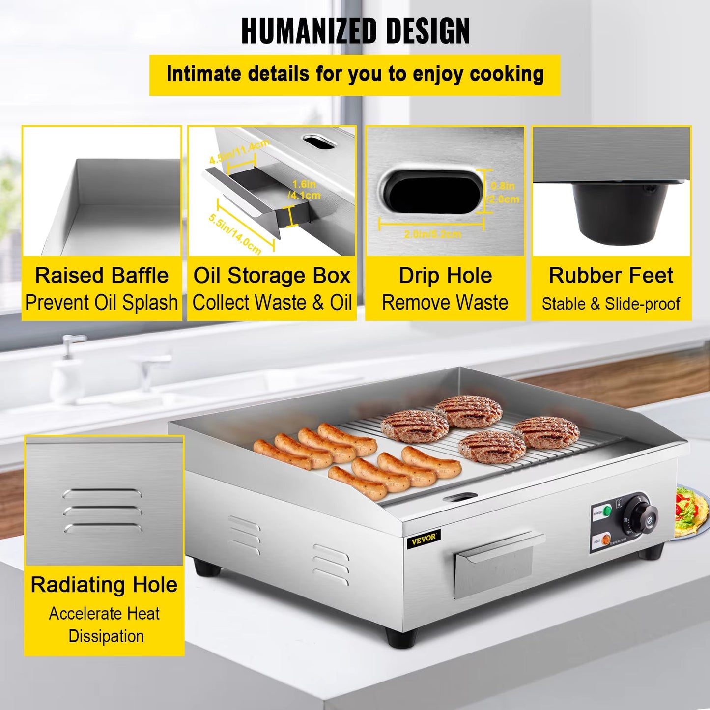 Plaque Chauffante Électrique Professionnelle 3200W – Gril Teppanyaki Inox Fonte – Usage Intensif Restaurant