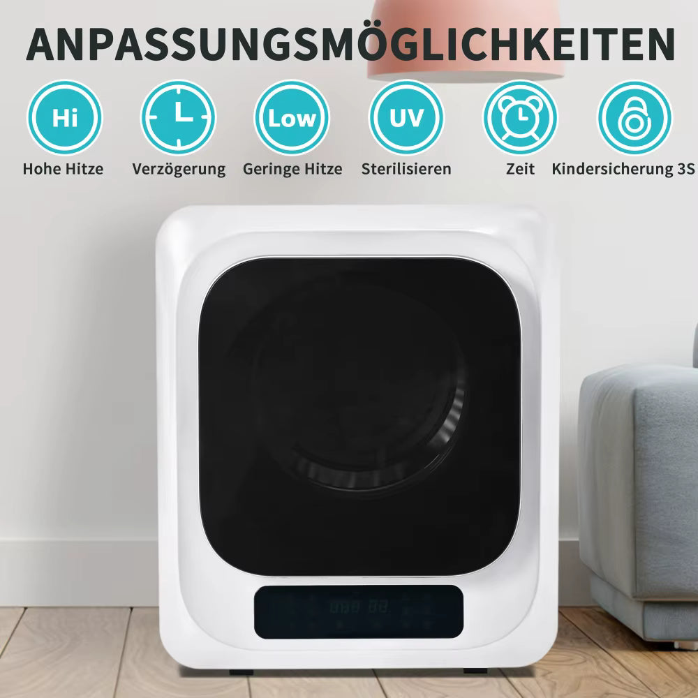 Sèche-linge mural compact 4 kg – 850 W – Tambour inox – Séchage rapide avec protection surchauffe – Classe énergétique C