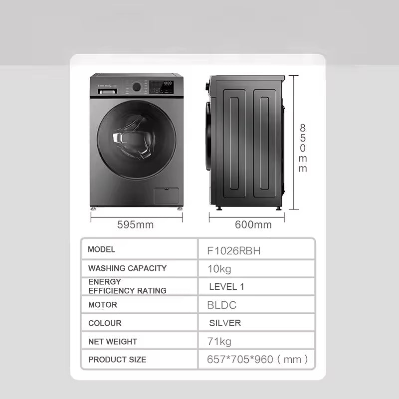 Lave-linge séchant 10 kg intelligent – Classe énergétique A, moteur à conversion de fréquence, tambour inox, pose libre