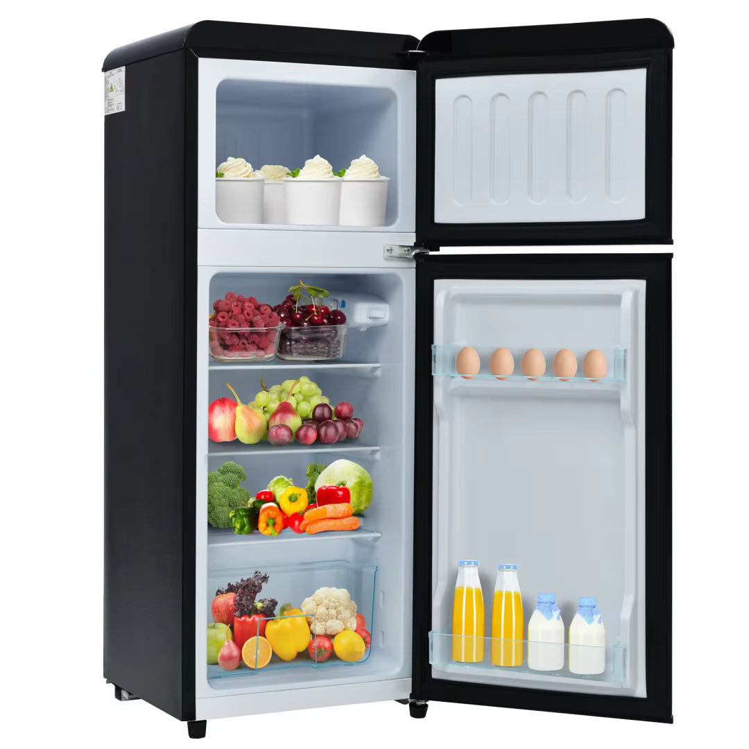 Réfrigérateur Congélateur Double Porte 92L – Compact, Éclairage LED, Classe Énergétique D, Silencieux