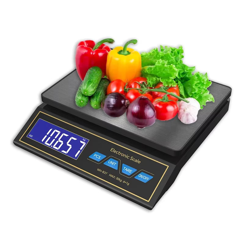 Balance de Cuisine Numérique 30kg/1g - Balance Alimentaire Électronique Rechargeable avec Écran LCD et Fonction Comptage - Haute Précision - Noir