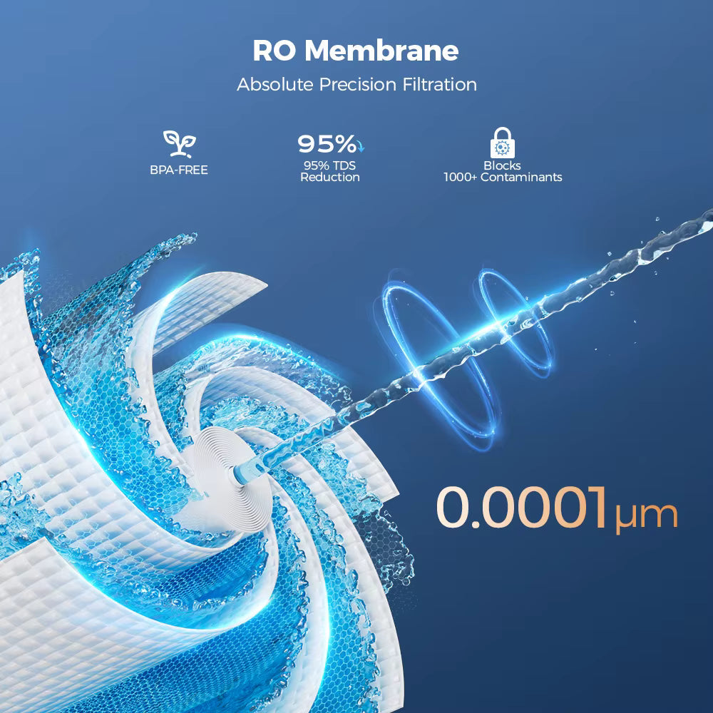 Purificateur d'Eau à Osmose Inverse de Comptoir - Filtration 6 Étapes, Eau Chaude Instantanée (8 Températures), Stérilisation UV et Reminéralisation - Réservoir 4L - Sans Installation