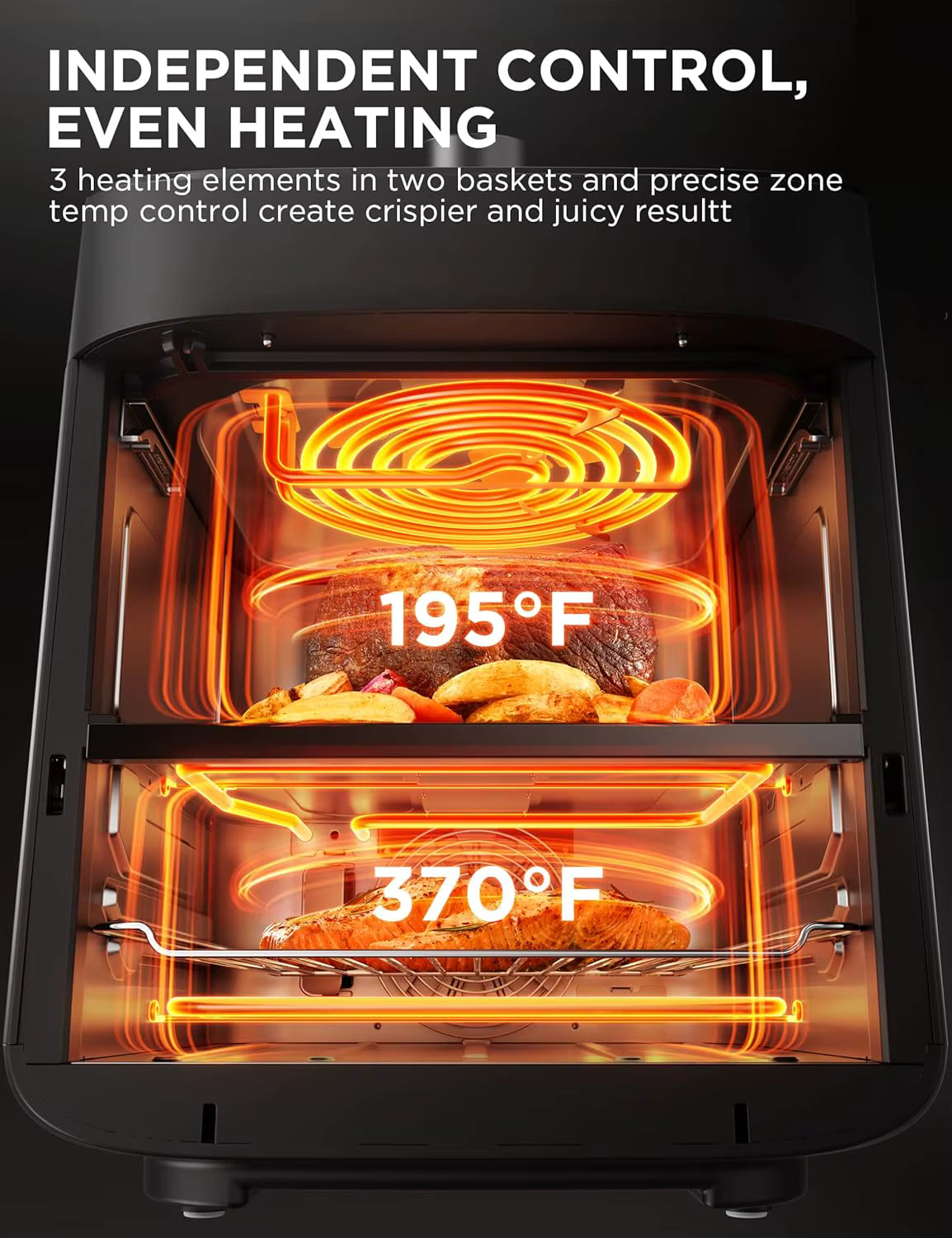 Friteuse à Air Chaud Double Empilement 11L XL – Friteuse Sans Huile Verticale WiFi Compatible Alexa 2400W